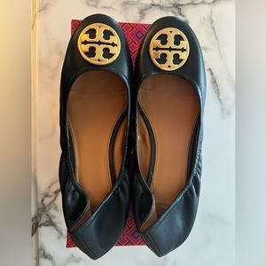 TORY BURCH Chelsea Ballet Scrunch Back Nappa Leather - Size 11